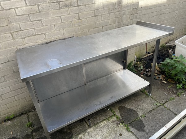Secondhand Prep Bench with Bottom Shelf For Sale
