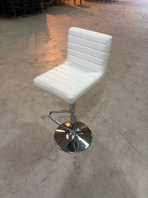 White Adjustable Hi-Low Faux Leather Bar Stool