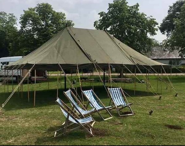 Drab green military / army marquee tent
