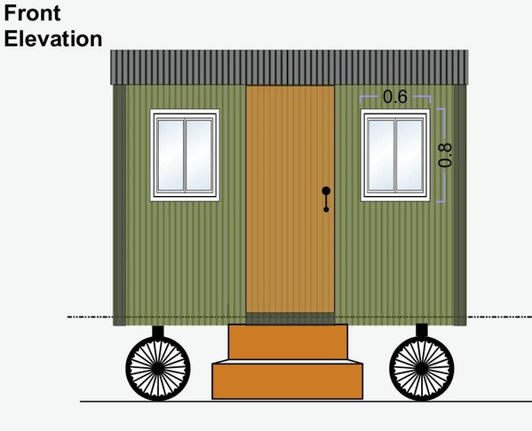 Washroom trailer front elevation