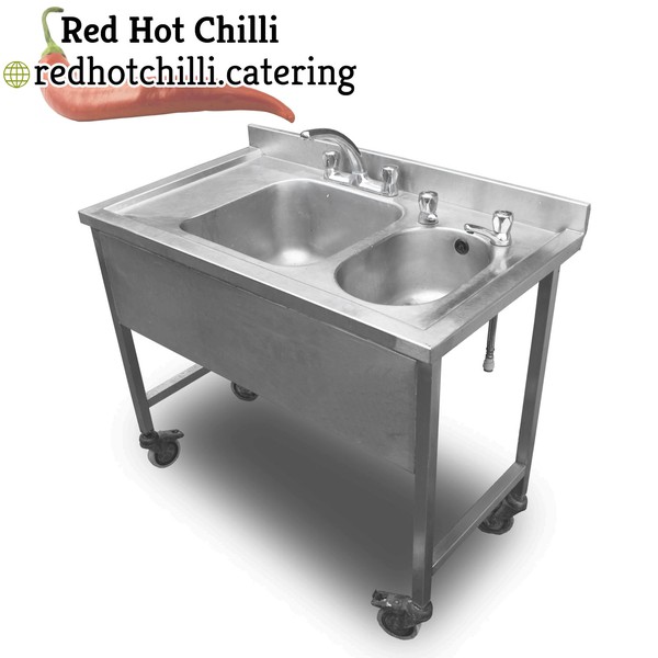 1m Double Bowl Sink with Castors