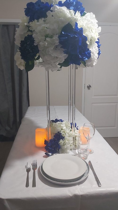 Blue and White Silk Floral Centrepieces Blue and White Silk Floral Centrepieces