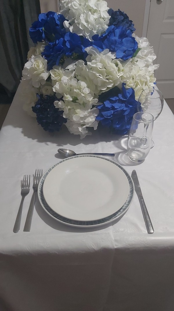 Blue and White Artificial Flower Arrangements Blue and White Artificial Flower Arrangements