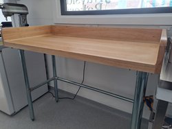 Secondhand Bakery Work Table with Wooden Top For Sale Secondhand Bakery Work Table with Wooden Top For Sale