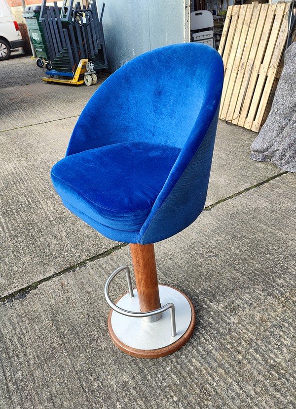Used Blue Plush Bar Stools
