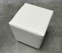 White (Faux Leather) Cube Stool