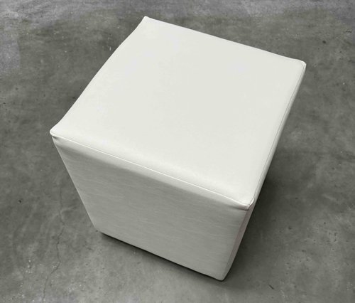 White (Faux Leather) Cube Stool