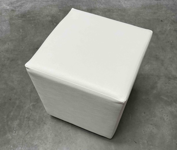 White (Faux Leather) Cube Stool