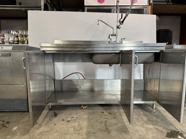 Stainless steel sink with cupboard