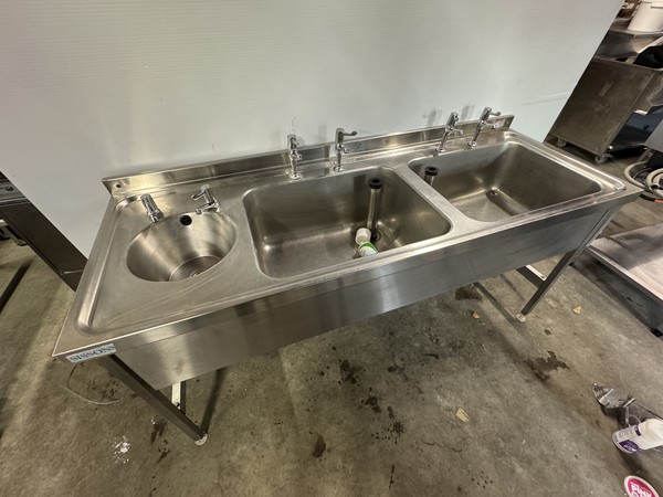 Triple bowl sink for sale with legs