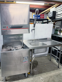 Pass through dish washer with sink