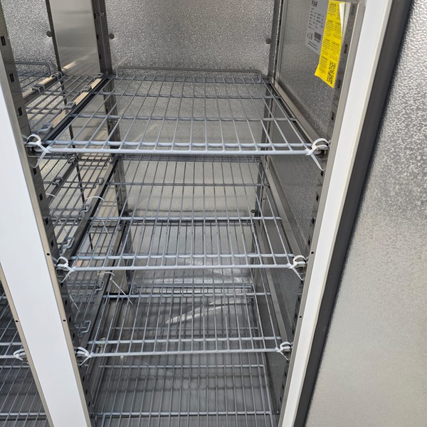 Double door fridge with wire shelves Double door fridge with wire shelves