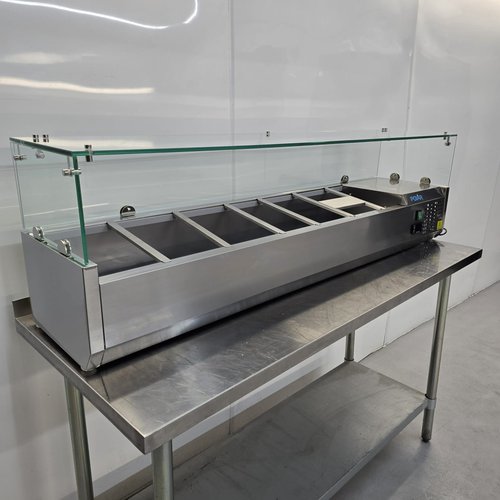 New B Grade Polar Countertop Pizza Topping Prep Fridge 7x 1/4GN G609 For Sale