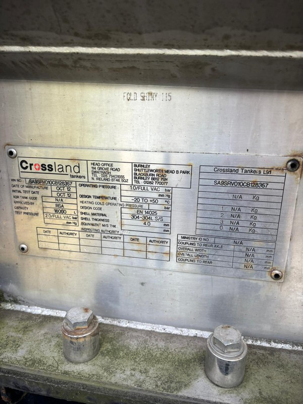 Crossland tankers 16000 Litres Crossland tankers 16000 Litres