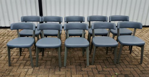 Blue Padded Cafe Chairs For Sale
