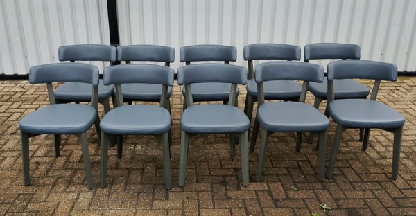Blue Padded Cafe Chairs For Sale