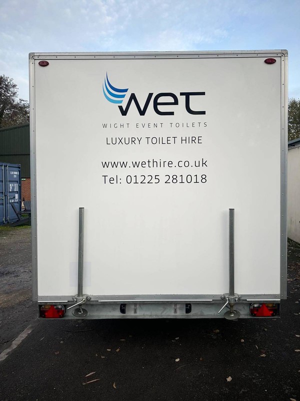 Large white toilet trailer for sale