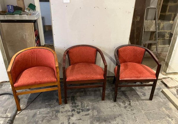 Terracotta upholstered tub chairs for sale Terracotta upholstered tub chairs for sale