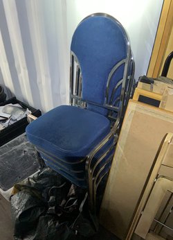 4x Blue Padded Chrome Chair
