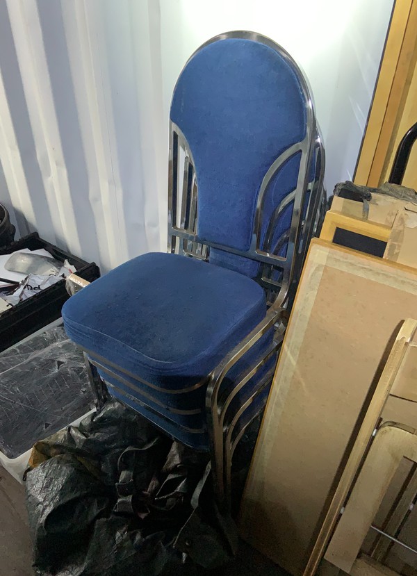 4x Blue Padded Chrome Chair