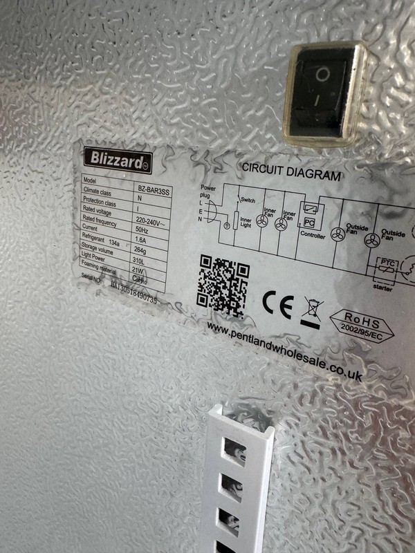 Blizzard BAR3 Bottle Cooler Back Bar Fridge