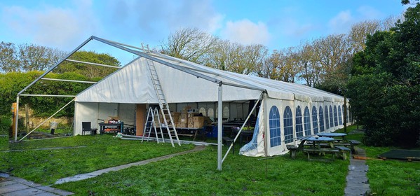 Building the marquee Building the marquee