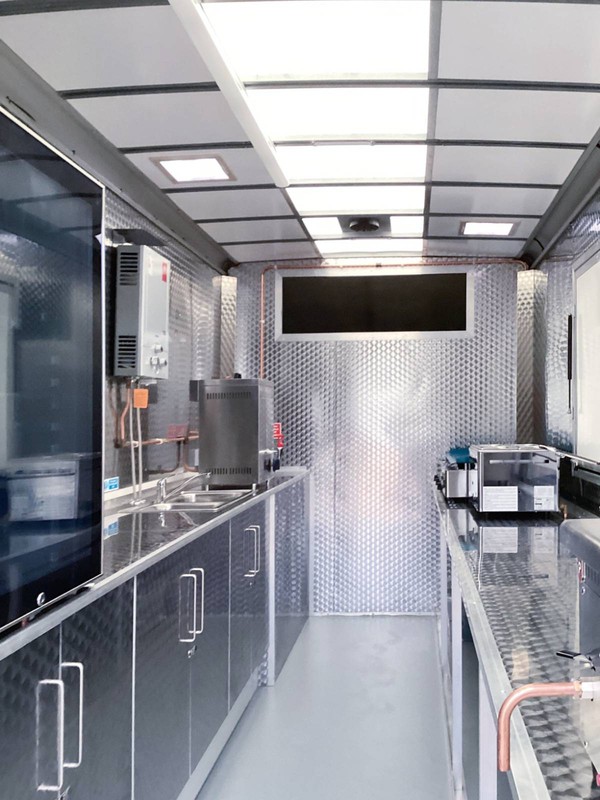 Brushed Stainless steel interior catering van Brushed Stainless steel interior catering van