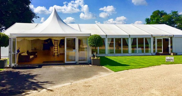 Entrance marquee with bifold doors