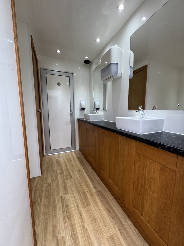 Toilet Trailer Interior in Oak Toilet Trailer Interior in Oak