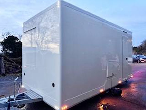 Cream catering trailer