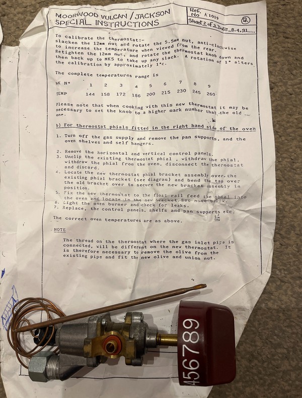 New Moorwood Vulcan Thermostat