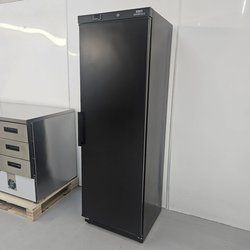 Black single door upright fridge