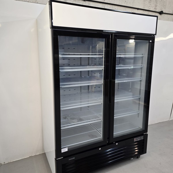 Double door tall bottle fridge with glass doors