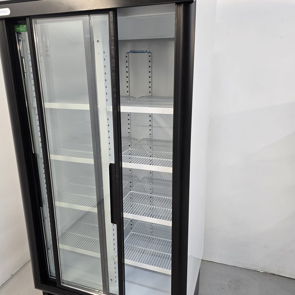 Tall drinks fridge with sliding doors