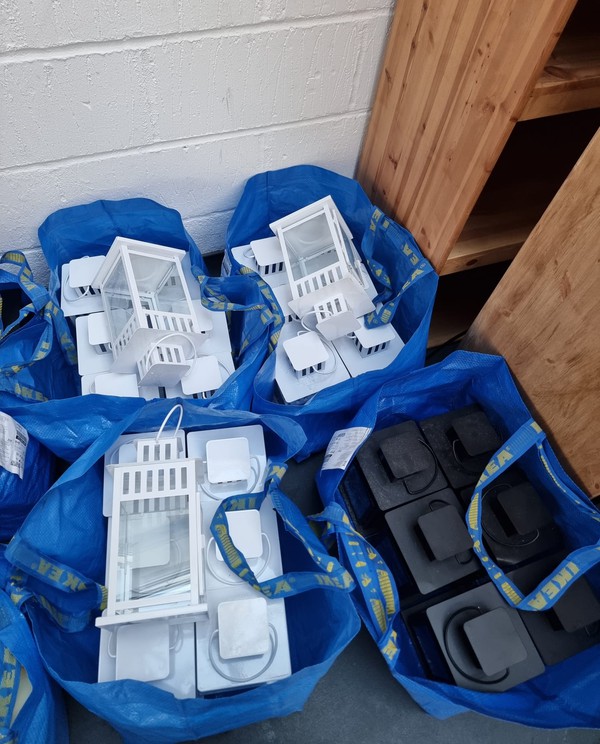 Used LED Candles With Metal Lanterns