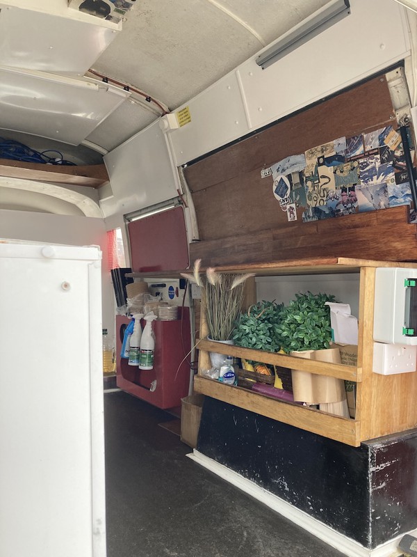 Inside 1974 Mercedes 306D street food truck