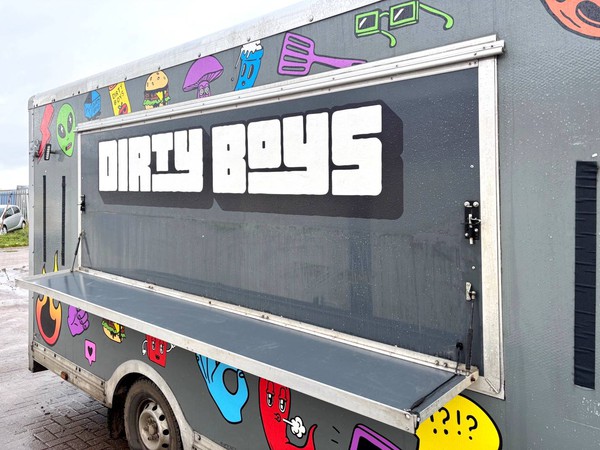 Catering van with large hatch