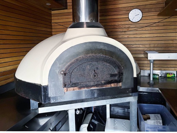 Catering van with wood fired pizza oven
