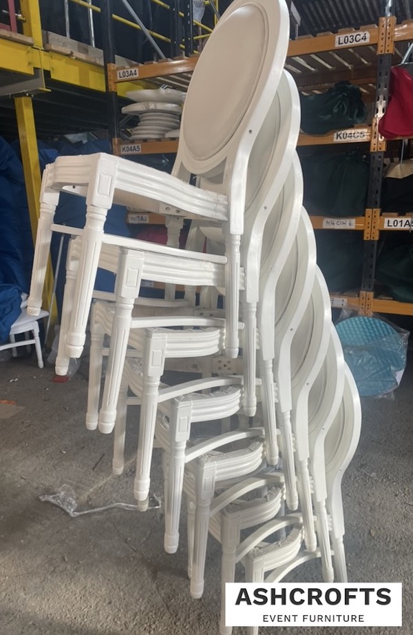 Stackable White Louis Chairs