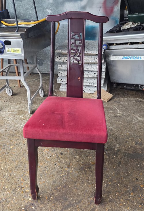 Dark Wood Dining Chairs with Red Seat