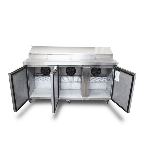 Kitchen prep fridge three door