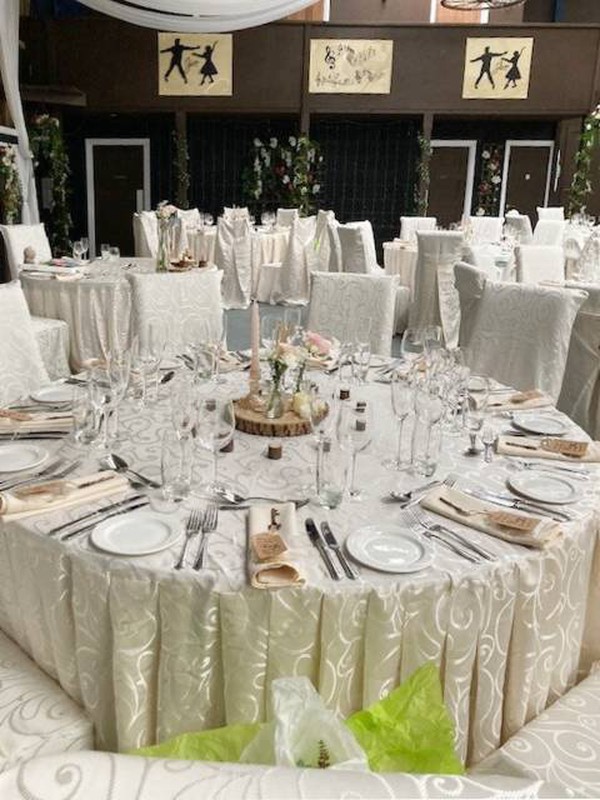 Table cloths and chair covers for wedding venue