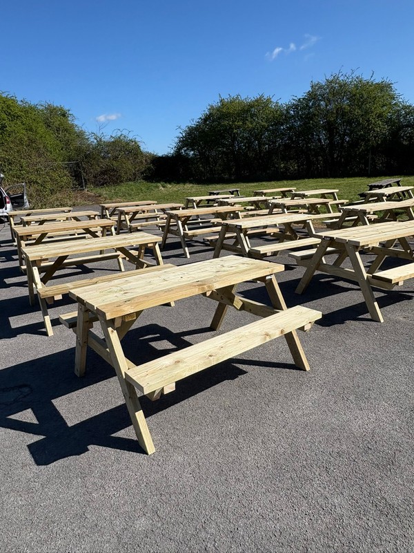 Timber picnic benches