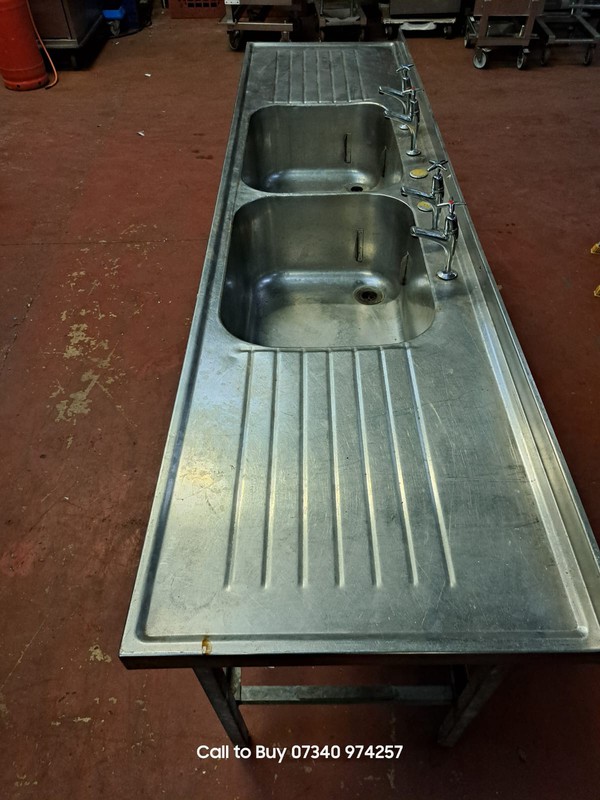 Freestanding double sink with double drainer for sale
