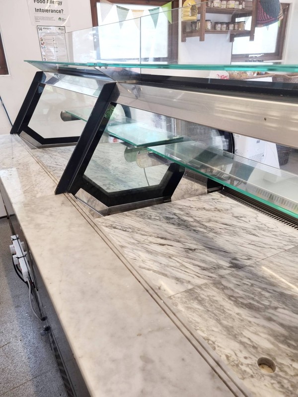 Curved glass serve over shop counter for sale