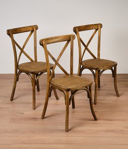 150x Antique Black Cross Back Chairs