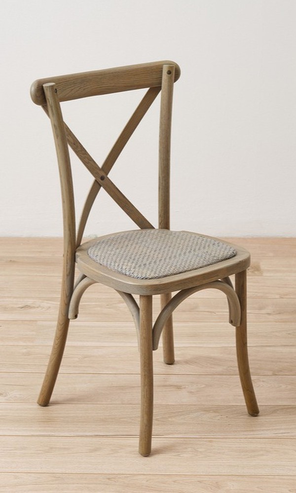 Mottled Grey Oak Cross Back Chairs For Sale
