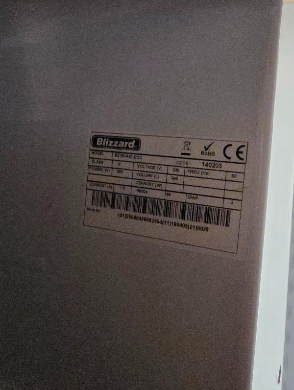 Blizzard Upright Fridge For Sale