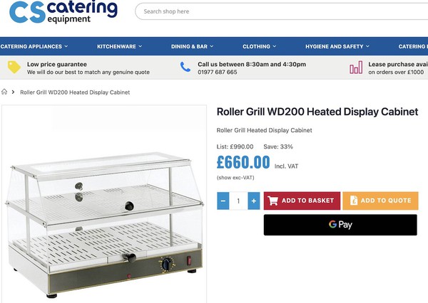 Roller Grill WD200 Heated Display Cabinet
