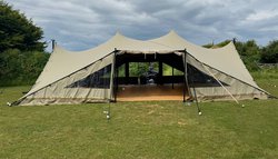 Beige Stretch Tent Complete With Transparent Sides And Doors - Norfolk